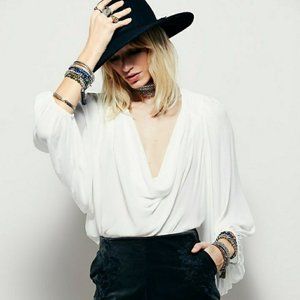 Free People Cowling Around Ivory Blouse